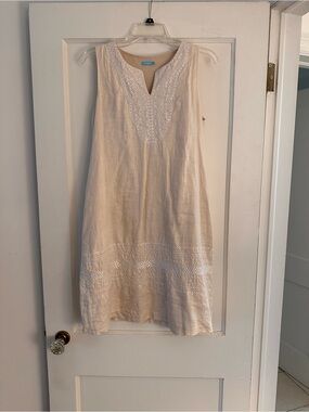 J. McLaughlin Cream Embroidered Linen Tunic